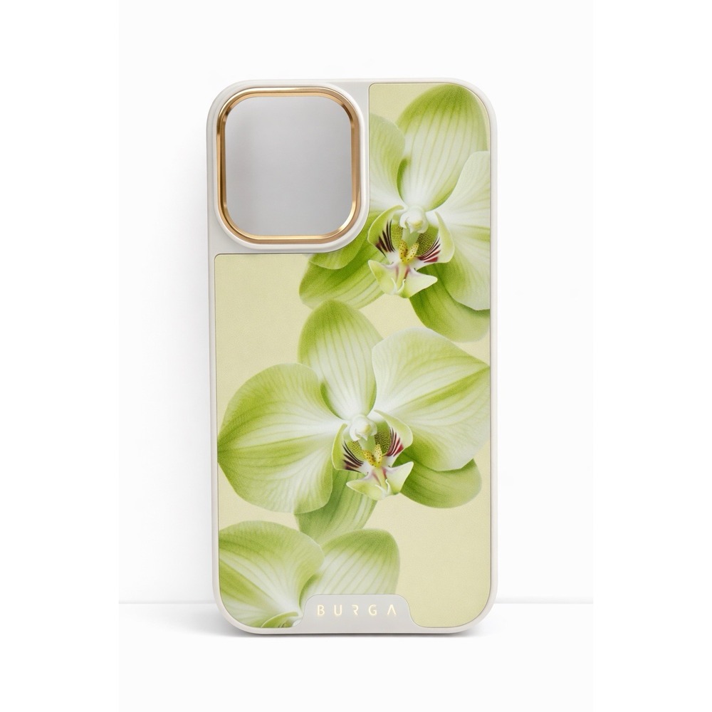 BURGA Elite iPhone 16 Pro Max Case Green Orchid Floral Gold Camera Case